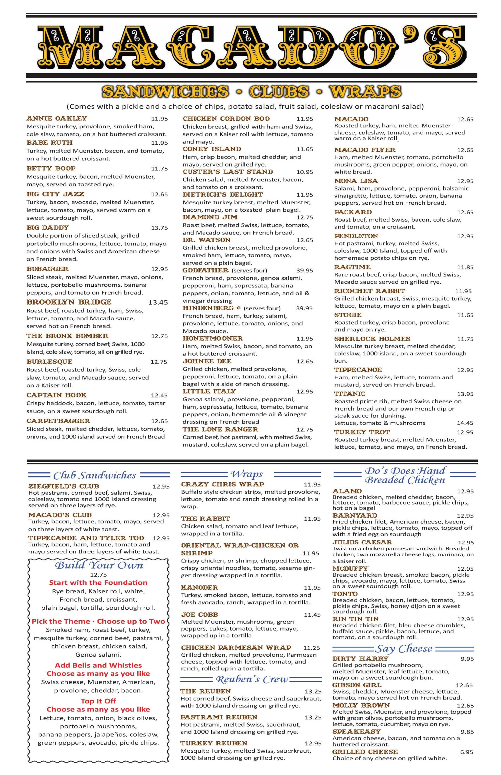 Macado's menu page 2